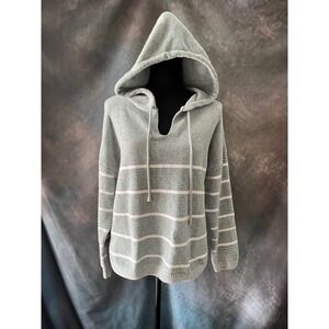 Rachel Zoe Striped Chenille Hoodie Sweater Women's Size Large‎ Knit Pullover